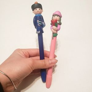 Couple Clay Figurine Pen
